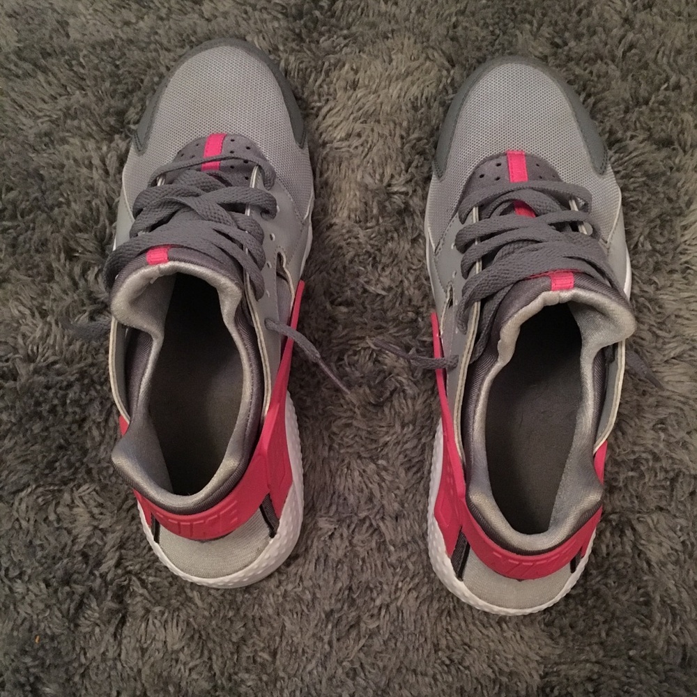 Pink, grey, white Nike Huaraches.